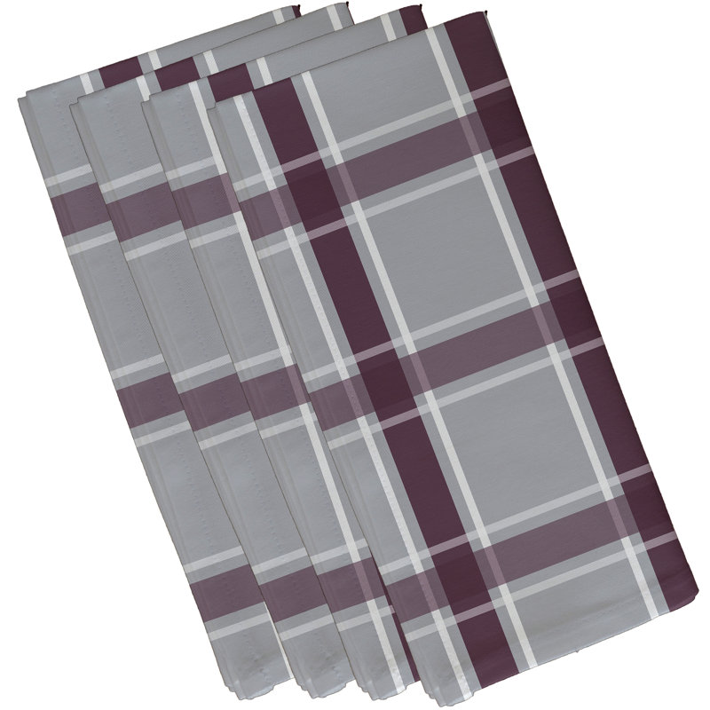 Ensemble de serviettes géométriques 4 pièces Abigail, L 18 po x L 18 po, Gris / mauve