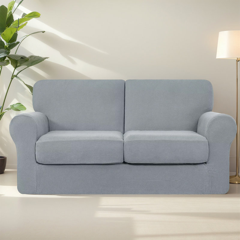 Housse pour causeuse à coussins carrés / rectangulaires en polyester, Polyester gris