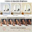 Meuble-lavabo flottant avec miroir et 3 lumières de couleur, coiffeuse murale avec prise de courant, meuble-lavabo compact, grand rangement, blanc