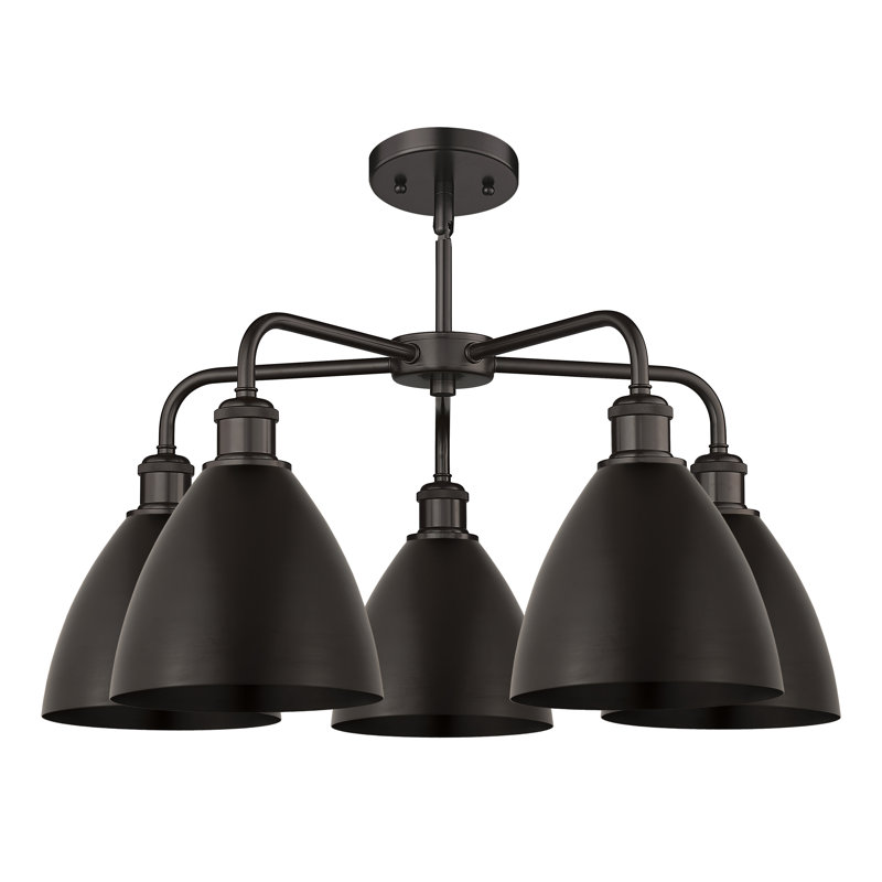 Lustre en dôme à 5 lumières Trickett, Bronze huilé, Bronze huilé