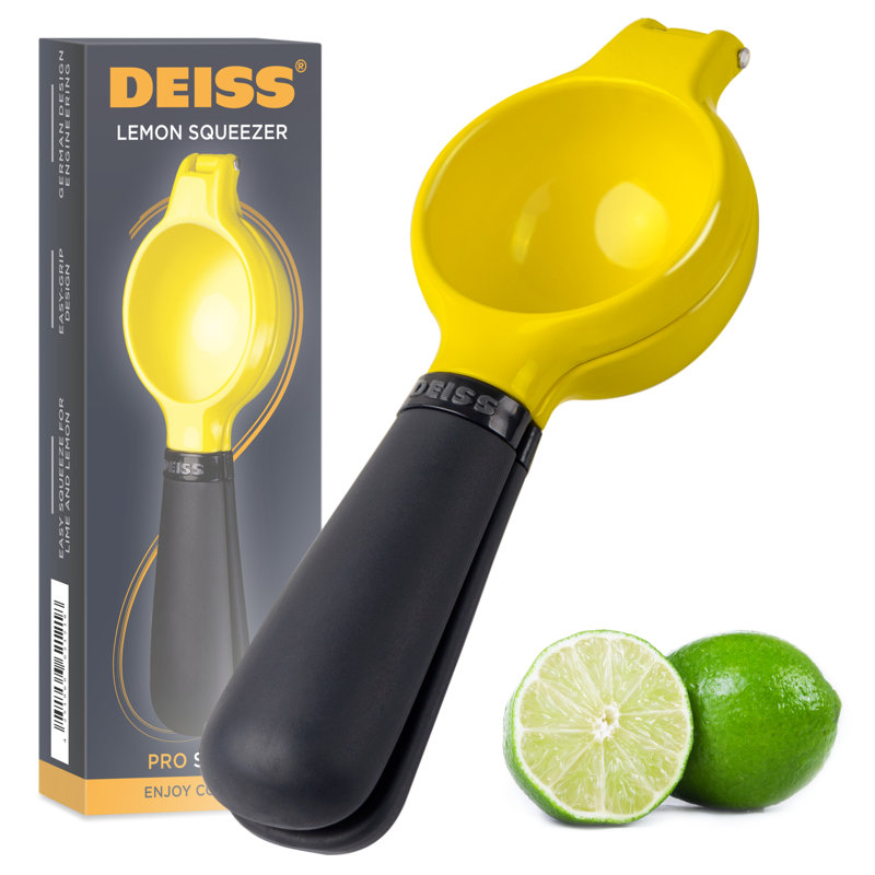Deiss Yellow and Black Heavy-Duty Metal Lemon Squeezer