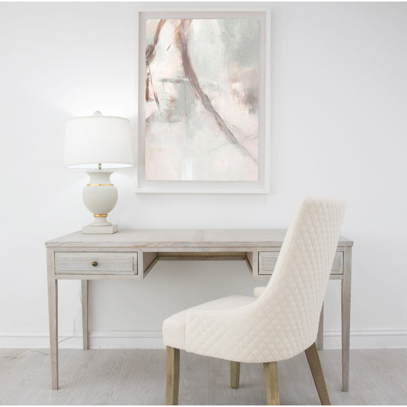 Andreas Table Lamp, Natural Off White, Soft Light Veranda Gray/Gold Leaf