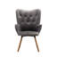 Chaise d'appoint chic en velours gris avec boutons et pieds robustes-1985990010