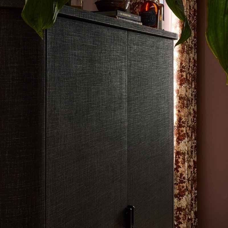 Berlin Cabinet-Black Linen, Black Linen