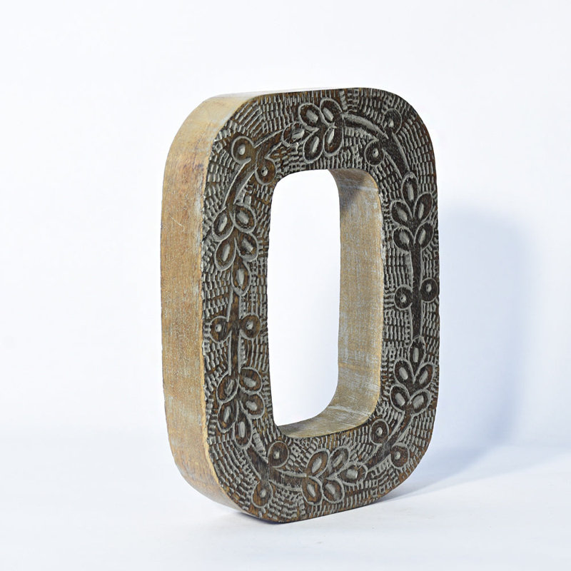 Haddam Text & Numbers Letter Block, O, Gray