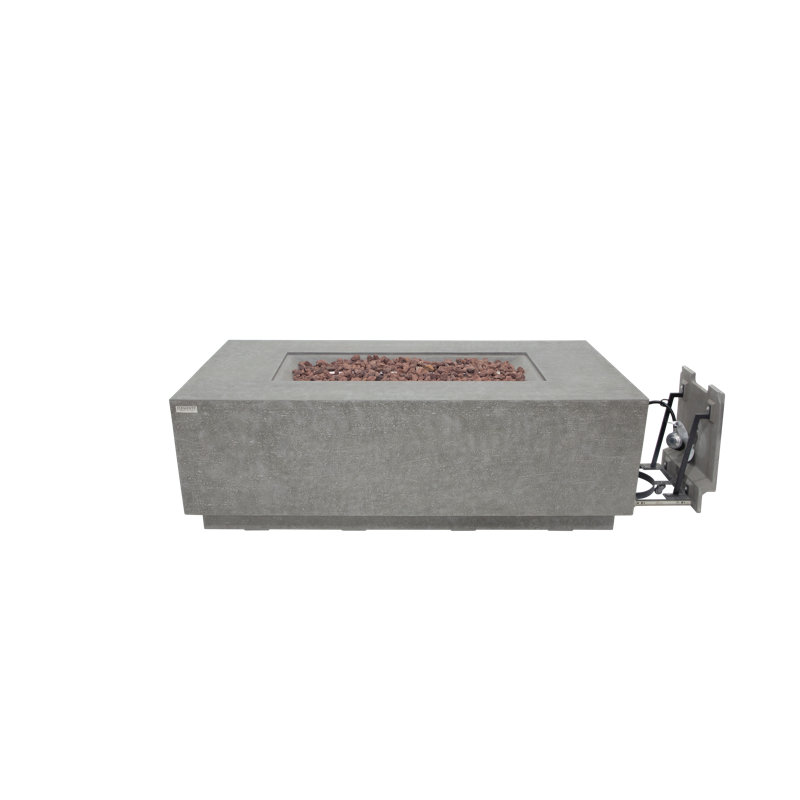 Light Gray Gas Fire Pit Table with Stainless Steel Elements
