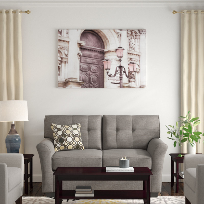 'Venice Pink Lanterns II' by Sonja Quintero - Print, 81cm H x 122cm W, Black Floater Framed