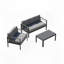 Ensemble de conversation de patio 3 pièces en aluminium, canapé d'extérieur / de patio 5 places avec coussins épais et structure et table basse-303090259-303090258