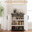 Armoire de rangement, buffet autoportant avec 2 portes et tablettes gris et blanc-129961287