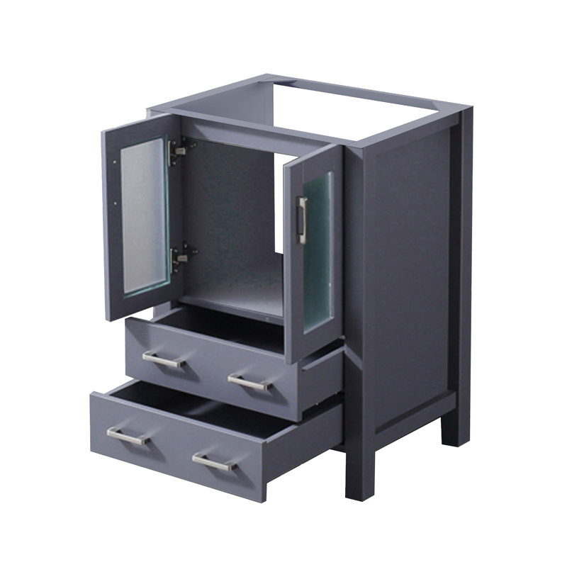 Meuble-lavabo gris foncé de 24 po X P 18,25 po, tiroirs à fermeture en douceur, rangement spacieux, conception modulaire, installation facile, entièrement assemblé, structure en bois massif, contreplaqué de classe E0