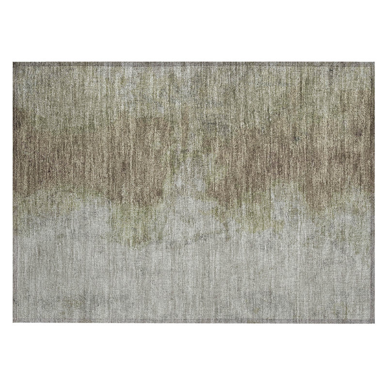 Machine Washable Indoor/Outdoor Xhevrie Taupe Rug, Rectangle 1'8" x 2'6"