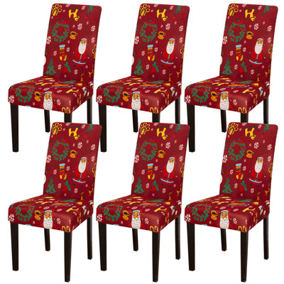 Ensemble de housse de chaise de Noël 6 pièces, housse de chaise de salle à manger amovible et lavable rouge, pour la décoration de fête de Noël