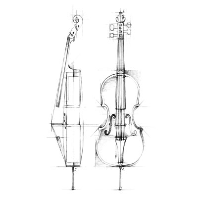Cello Sketch by Ethan Harper - Wrapped Canvas Art Prints