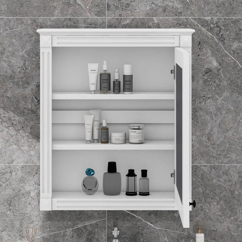 Pharmacie avec tablette réglable en hauteur, armoire de rangement au-dessus de la toilette, Blanc