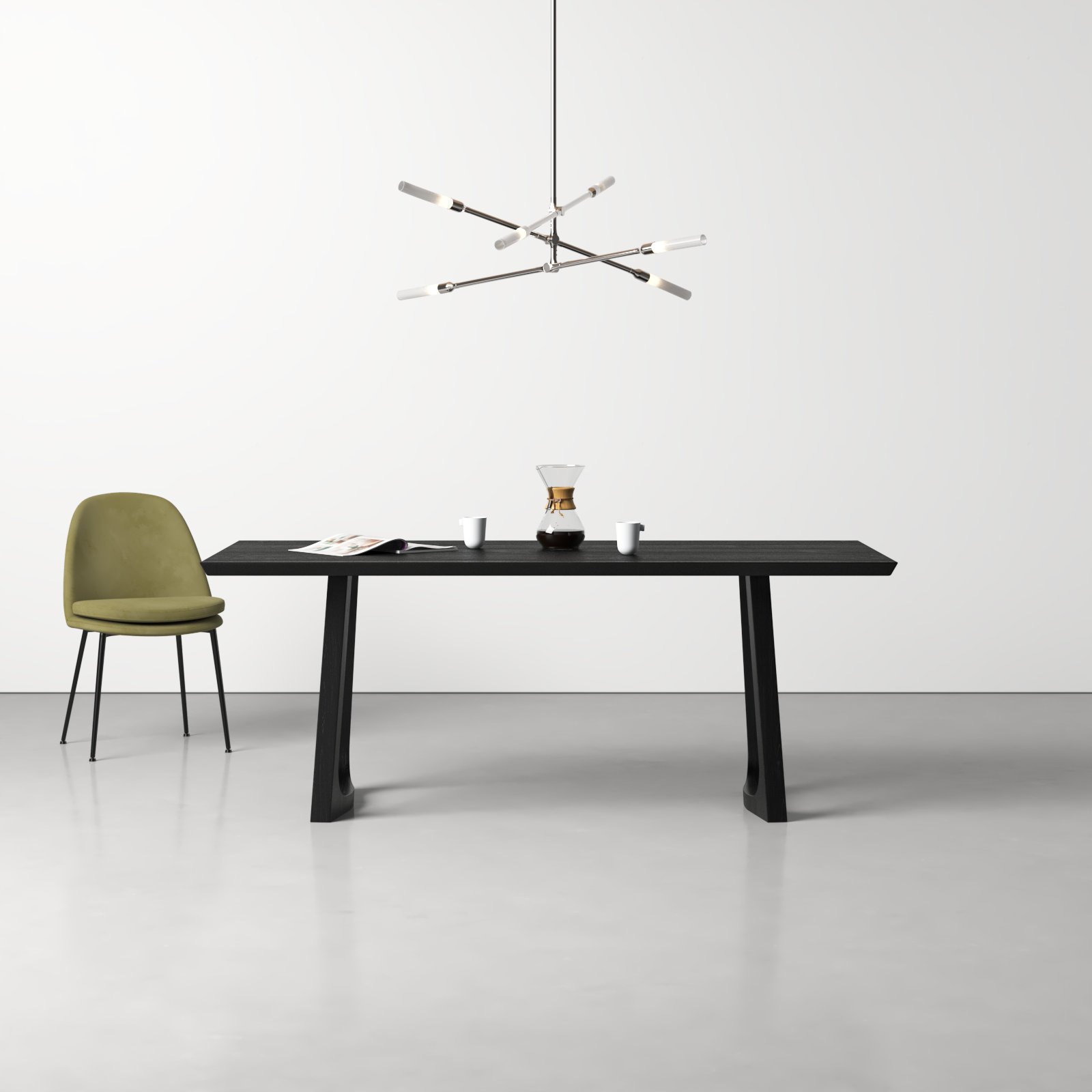Longfellow 76" Oak Dining Table, Black
