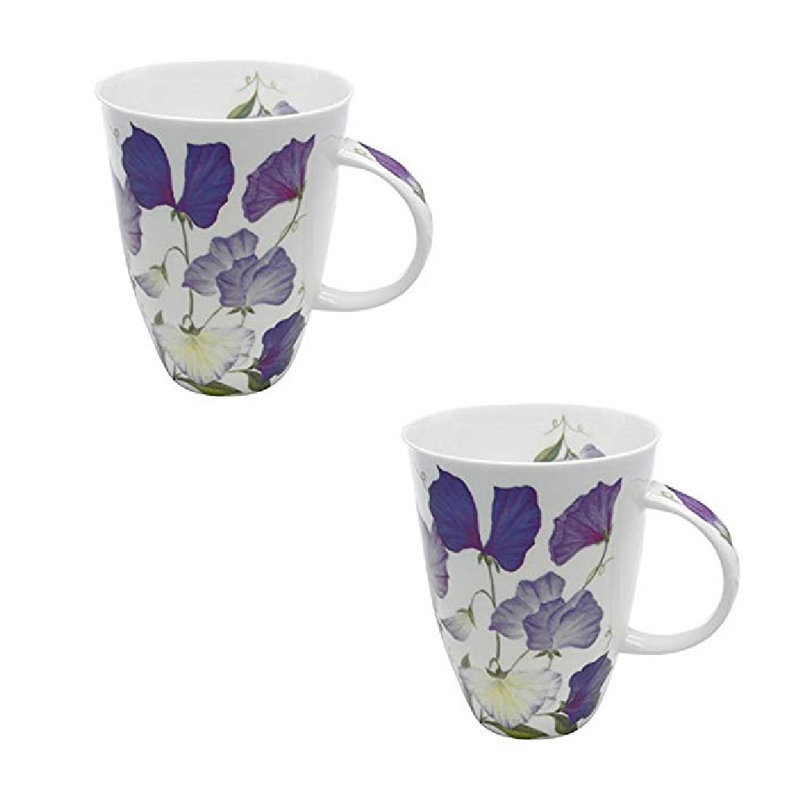 Louise Ceramic Coffee Mug, Purple/Off White