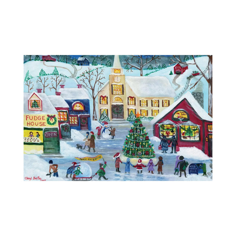 Christmas Holiday Shopping Village by Cheryl Bartley - Print on Canvas, Wrapped Canvas, 20.32 cm H x 30.48 cm W