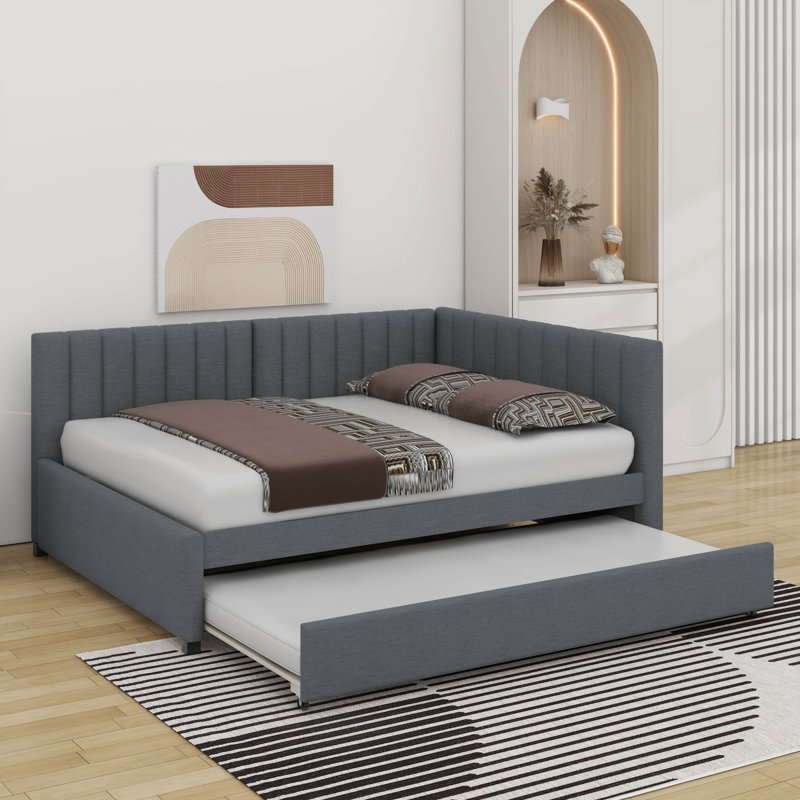 Lit de jour double avec lit gigogne, Gris