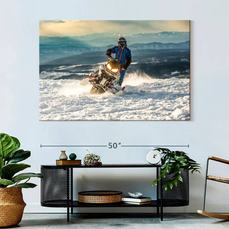 Mehar Amut Snowmobile Rider, 34" H x 51" W