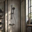 Barre de douche en aluminium 22,8 po avec 2 jets gris et bronze industriel