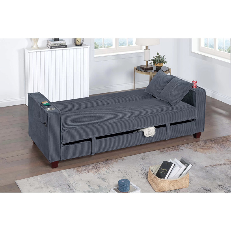 Luana Convertible Sofa, Dark Gray