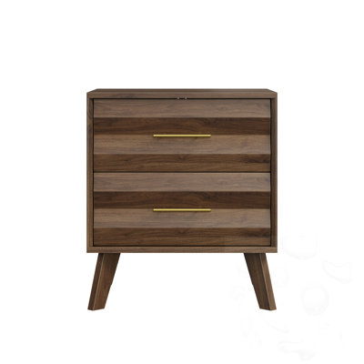 Wooden Nightstand With 2 Drawers