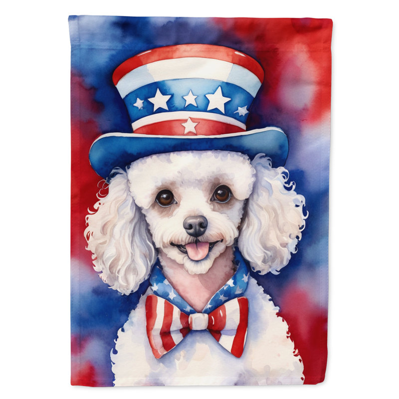 Drapeau patriotique du jardin américain, Blanc / caniche rouge