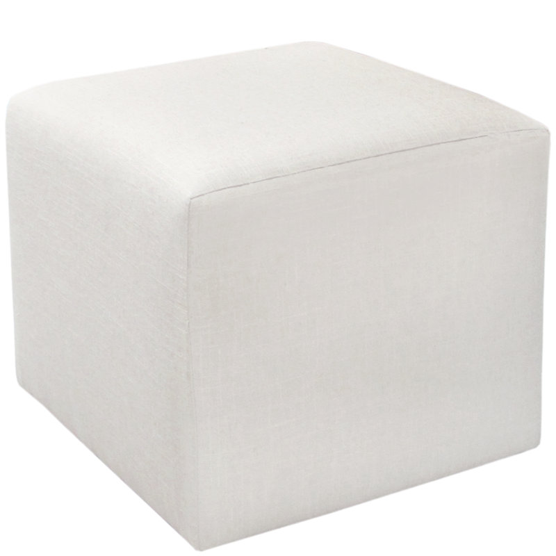 Upholstered Ottoman, White Performance Twill