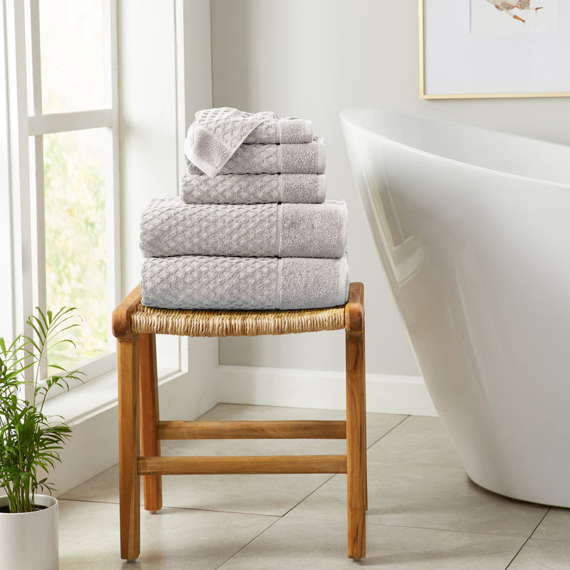 Ensemble de serviettes 100% coton ultra doux et absorbant, Gris clair, Ensemble de serviettes 6 pièces