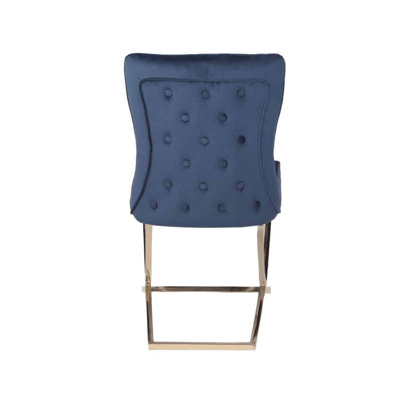 Chaise d'appoint rembourrée en velours, bleu