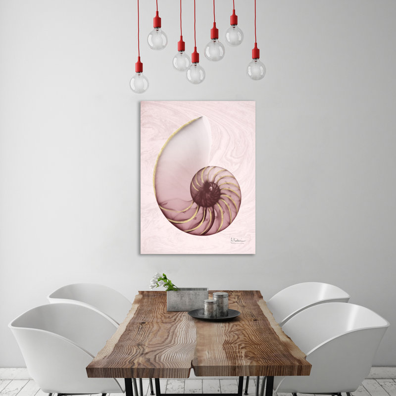 Marble Blush Snail 1 - Wrapped Canvas Print, 41 cm H x 30 cm W