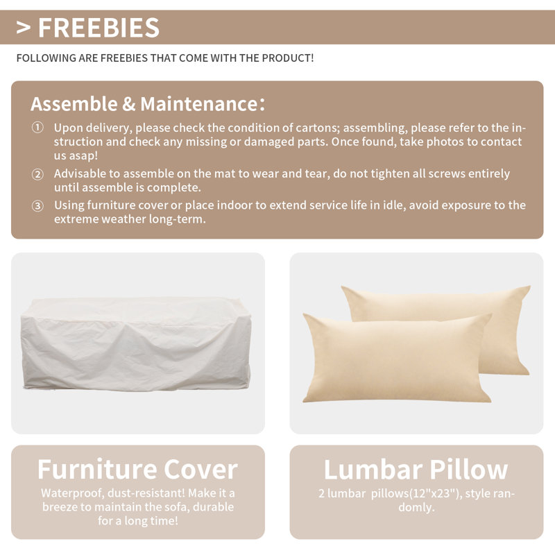 Ailina 79'' Wide Outdoor Wicker Patio Sofa with Anti-slip Cushions and Waterproof Cover, Khaki