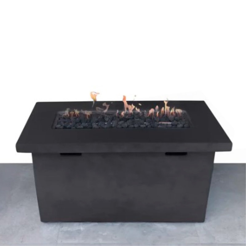 Foyer de table d'extérieur au propane en béton renforcé de fibres H 25 po x l 42 po, Gris anthracite