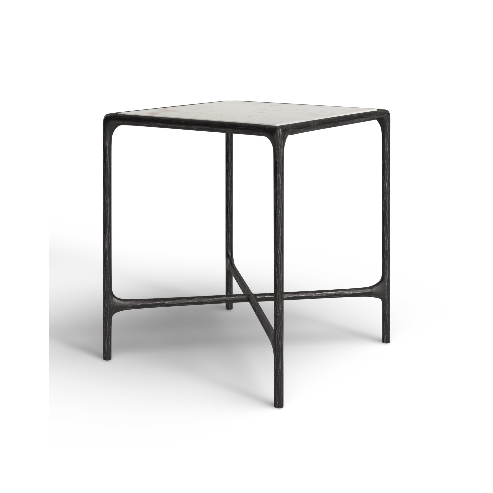 Evelynn End Table, White Marble, Brass
