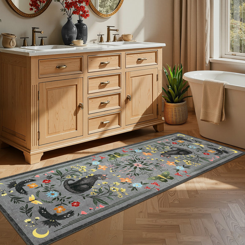 Washable Rugs  Area Rugs for Living Room, Soft Foldable Print Floor Mats Non-Slip Farmhouse Low Pile Stain-Resistant Vintage Carpet for Bedroom, Nursery, Home Office