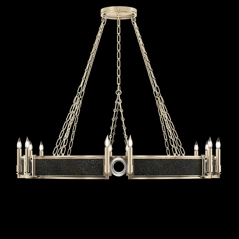 Mirage 12 - Light Glass Chandelier, Black Knight/Nickel/Champagne