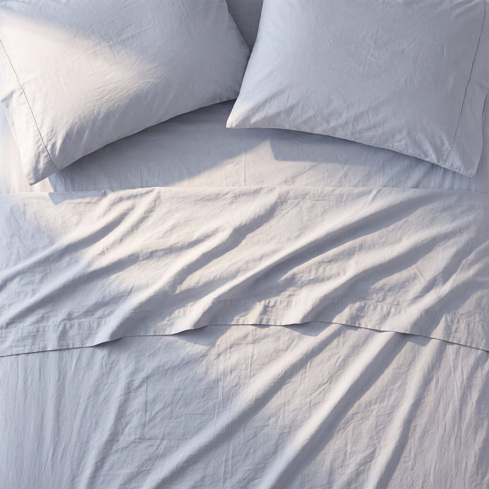 Crinkled 100% Cotton Percale Fitted Sheet, California King Fitted Sheet, Pewter