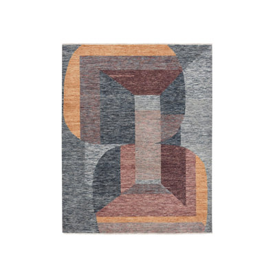 Tapis oriental rectangulaire gris en laine noué à la main 8 pi 0 po x 10 pi 0 po - MOA10275508