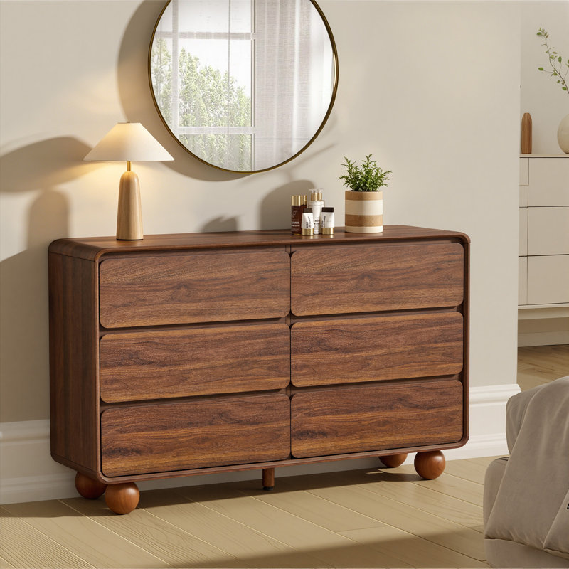 6 Drawer 47.24'' W Accent Chest, Walnut