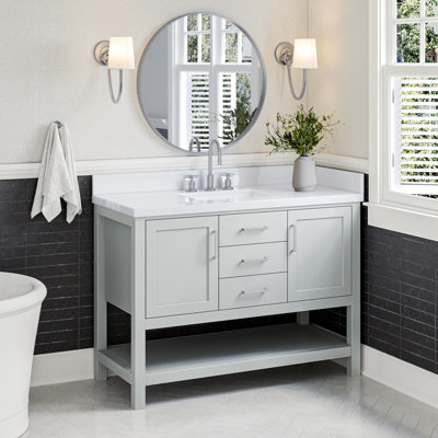 Meuble-lavabo simple avec plateau en quartz Abby