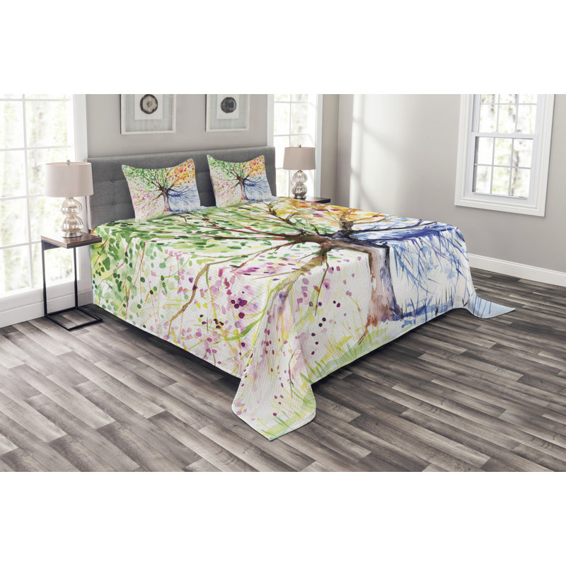 Tree Bedspread Set with Shams, 220 x 264 cm