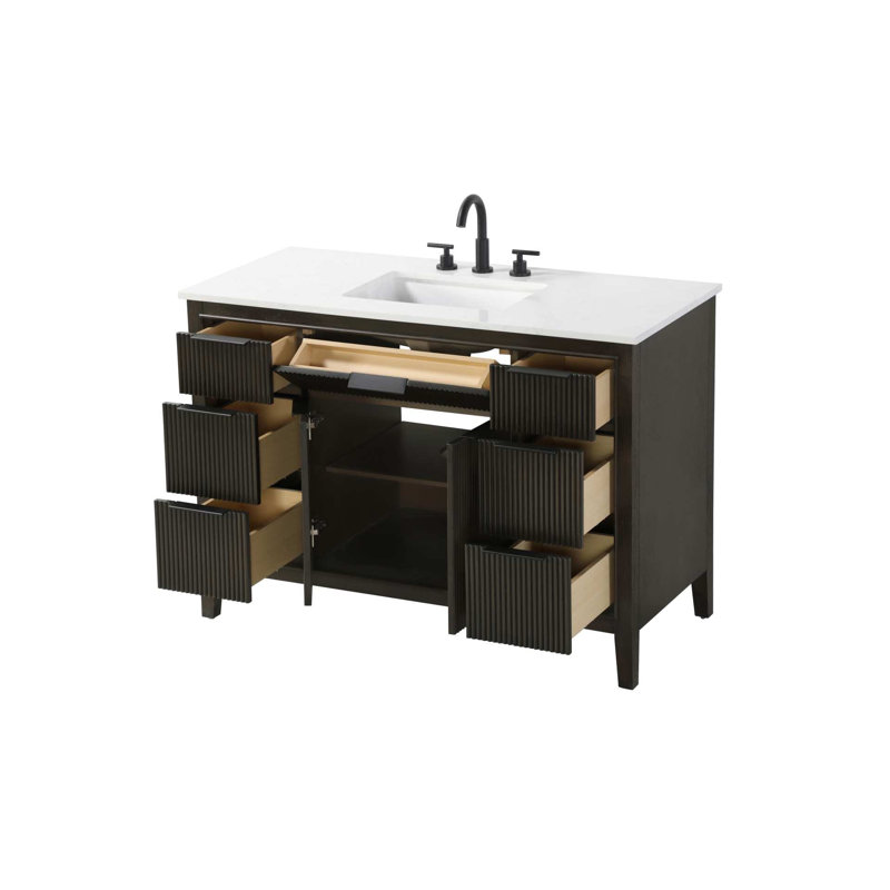 Meuble-lavabo simple 48 po en chêne chocolat, Chêne chocolat, 48"