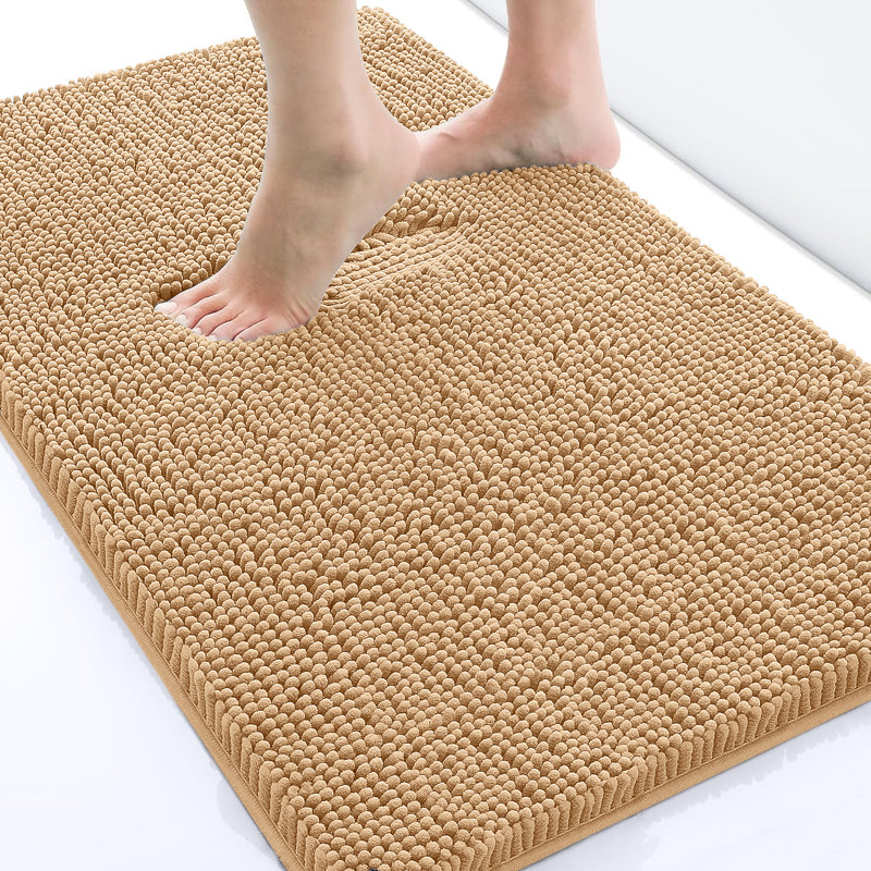 Chenille Non-Slip Non-Slip Bath Mat, 40cm Width X 60cm Length, Beige