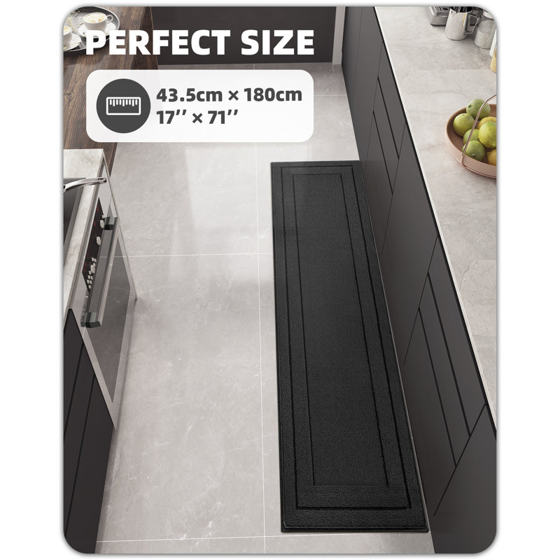 Tapis de cuisine antidérapant Capucina, Rectangle 1 pi 4 po x 5 pi 9 po, Noir