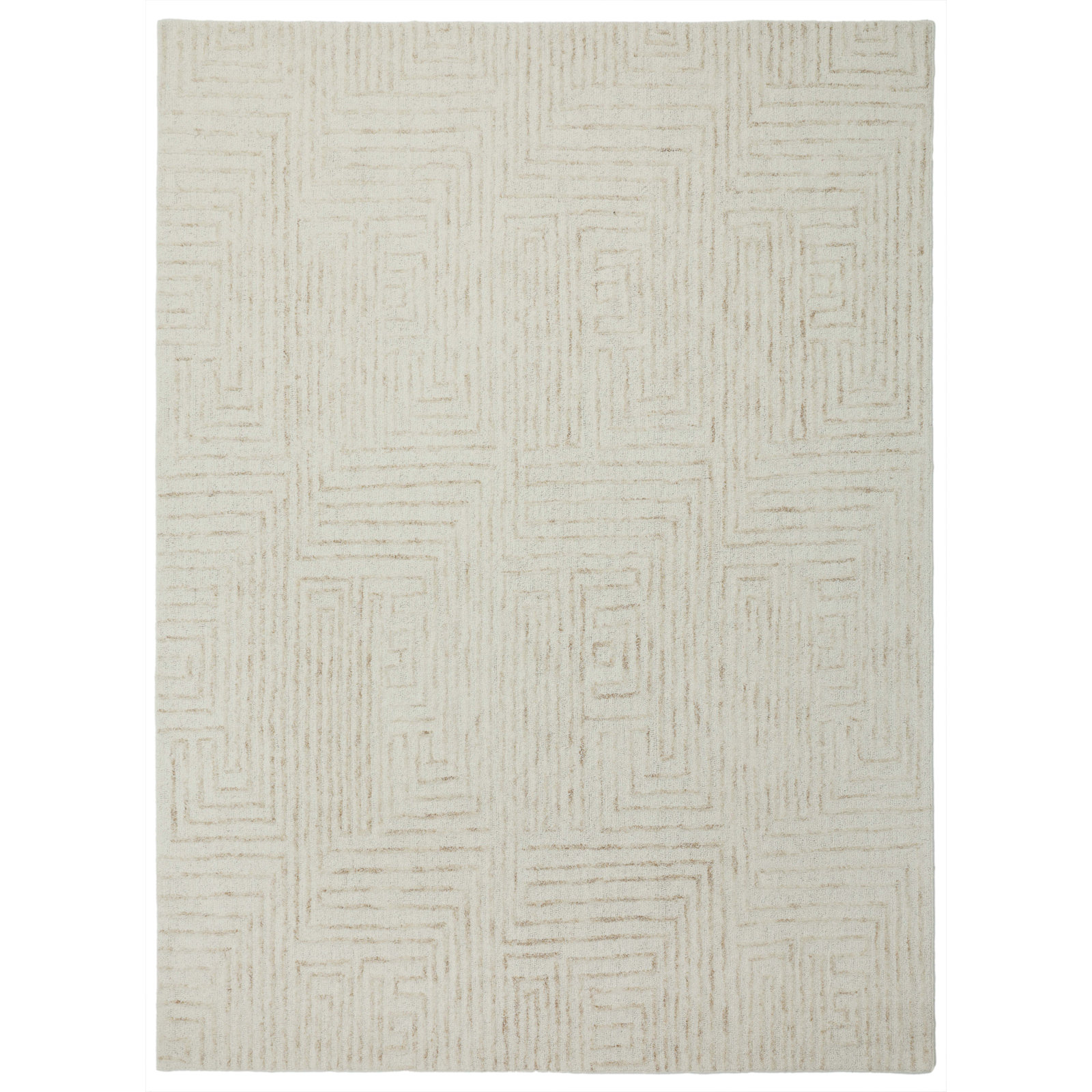Kalise Hand-Tufted Wool Geometric Area Rug, Rectangle 8'9" x 11'9", Beige