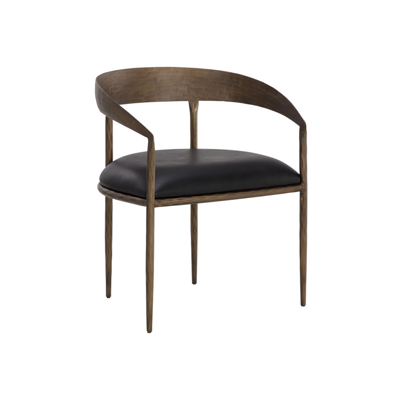 Fauteuil de salle à manger Ossiel - Cuir, Noir