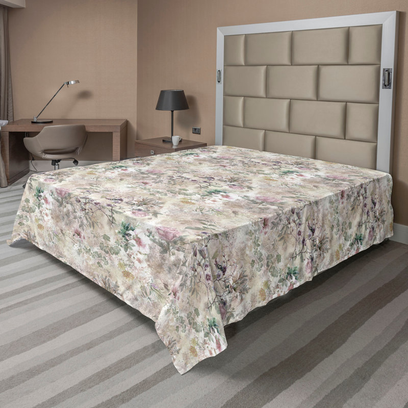 Drap plat Ambesonne Spring, Drap plat pour très grand lit californien