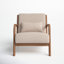 Solid Wood Accent Chair with Lumbar Pillow & Toss Cushion, Linen-Blend Armchair with Square Arms, Mid-Century Lounge Chair for Living Room & Bedroom-1661194048