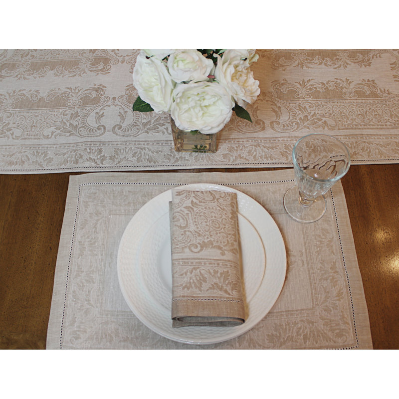 Linen Rectangle Placemats, Ivory/Taupe
