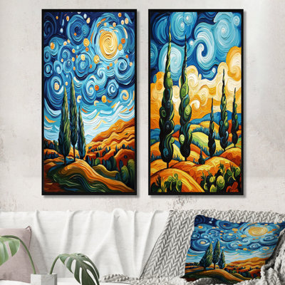 «Autumn Wood Forest» par Vincent I - Vangogh, décorations murales traditionnelles 2 pièces